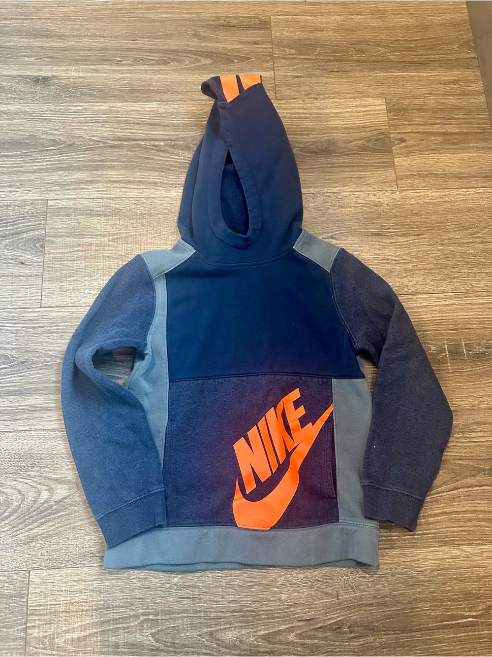 Nike Kids Small Navy & Orange Colorblock Pullover Hoodie